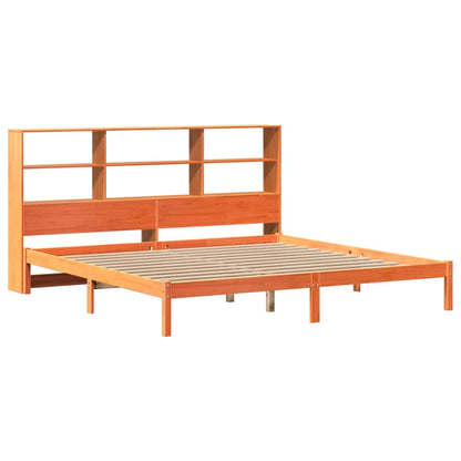 Letto Libreria senza Materasso Marrone Cera 200x200 cm in Pino - homemem39
