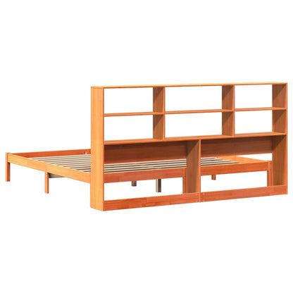 Letto Libreria senza Materasso Marrone Cera 200x200 cm in Pino - homemem39