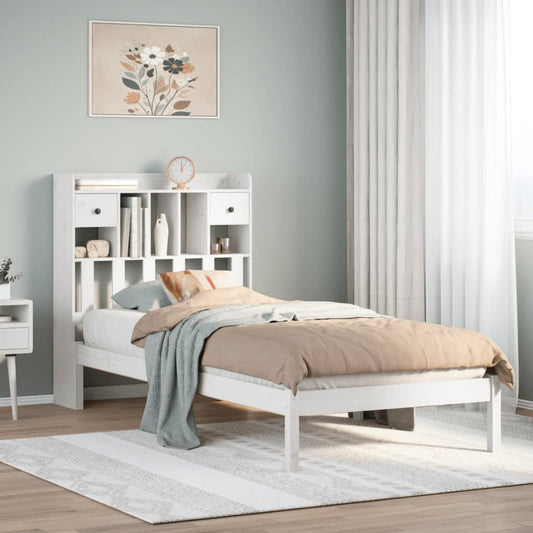 Letto Libreria senza Materasso Bianco 90x190 cm Massello Pino | homemem39