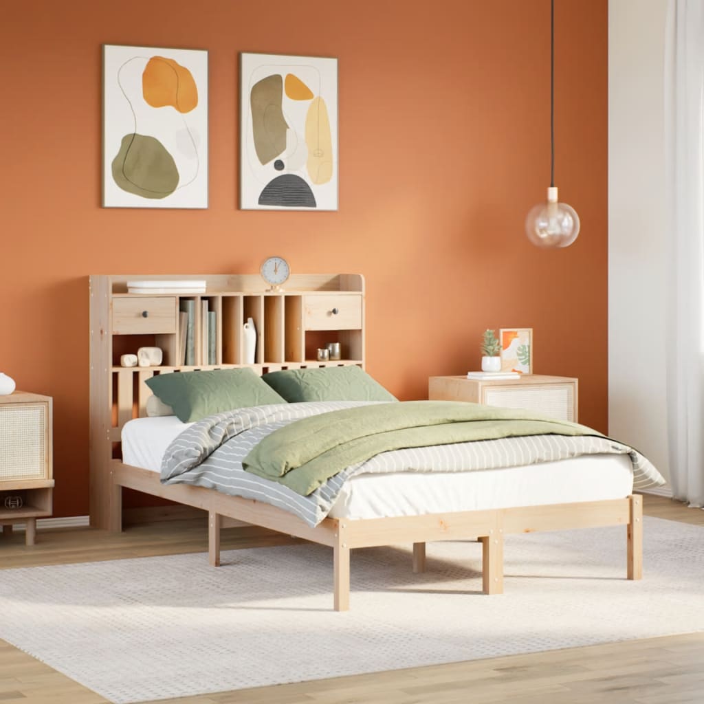 Letto Libreria senza Materasso 135x190 cm in Legno di Pino - homemem39