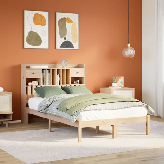 Letto Libreria senza Materasso 135x190 cm in Legno di Pino - homemem39