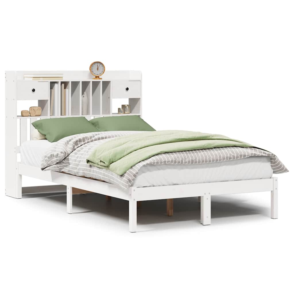 Letto Libreria senza Materasso Bianco 135x190 cm Legno di Pino