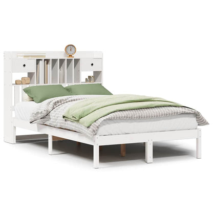 Letto Libreria senza Materasso Bianco 135x190 cm Legno di Pino