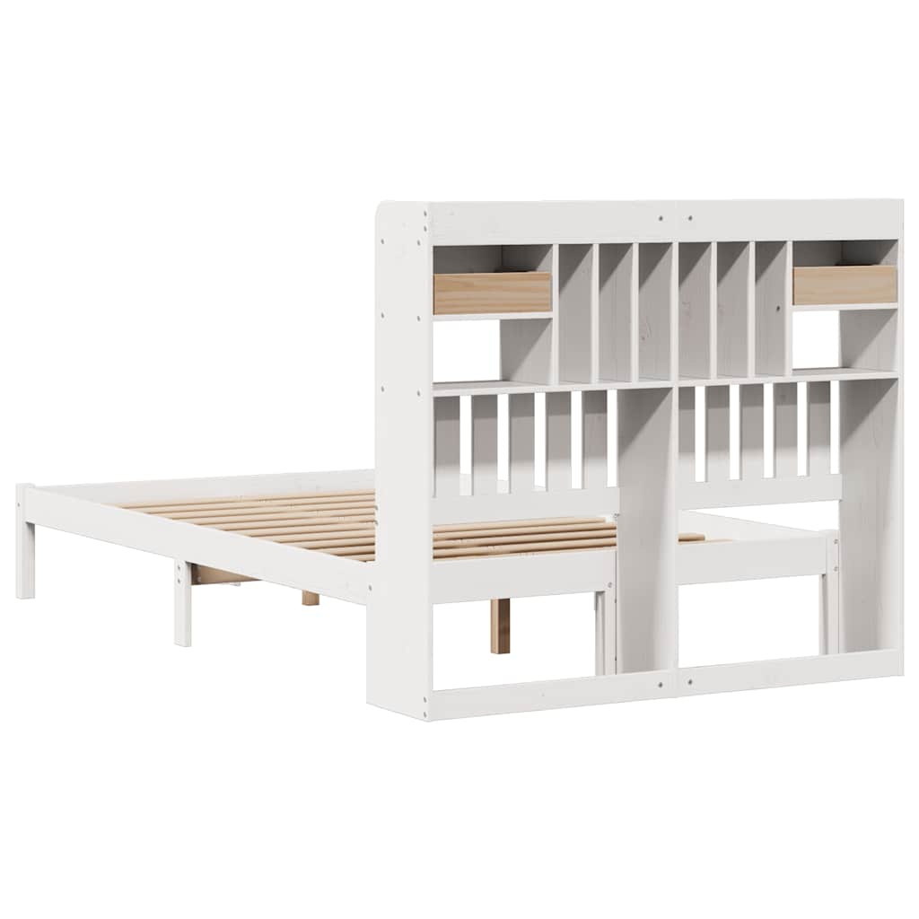 Letto Libreria senza Materasso Bianco 135x190 cm Legno di Pino