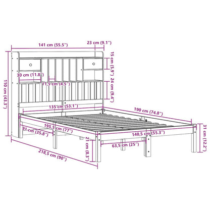 Letto Libreria senza Materasso Bianco 135x190 cm Legno di Pino