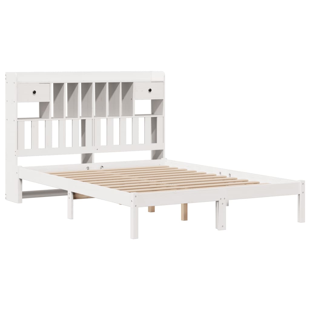 Letto Libreria senza Materasso Bianco 140x190 cm Legno di Pino