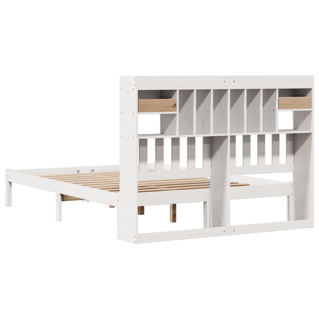 Letto Libreria senza Materasso Bianco 140x190 cm Legno di Pino