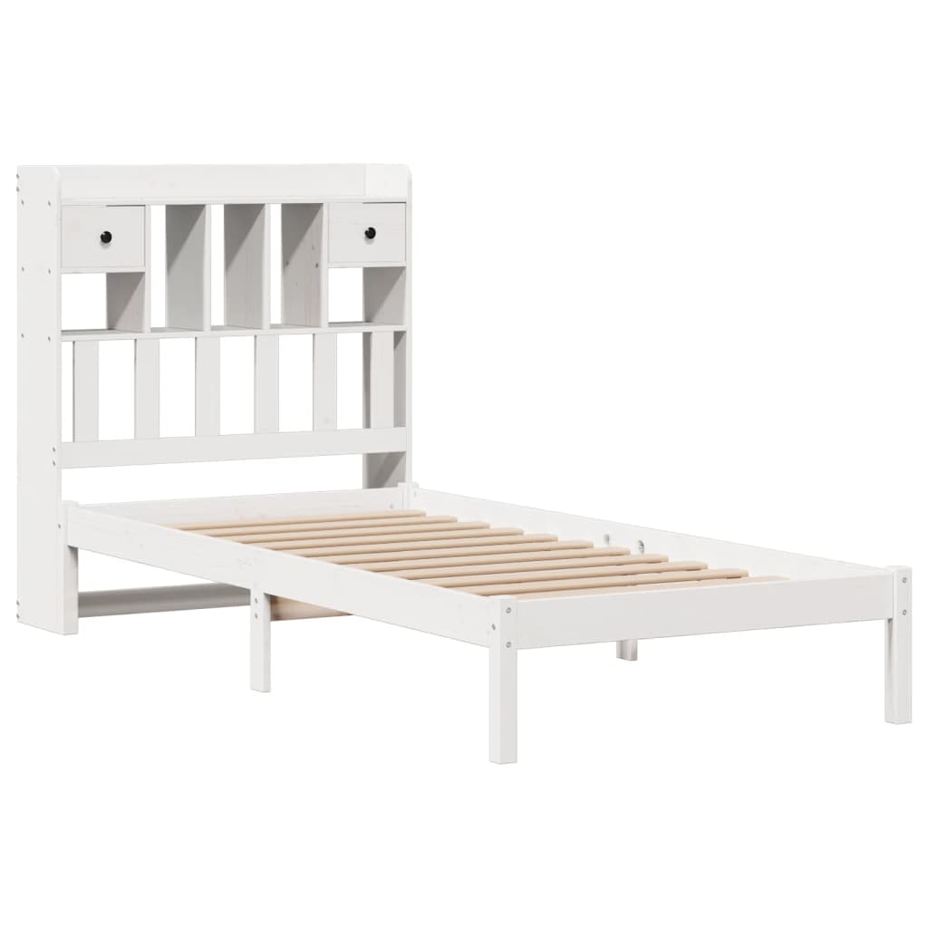 Letto Libreria senza Materasso Bianca 90x200 cm Legno di Pino - homemem39