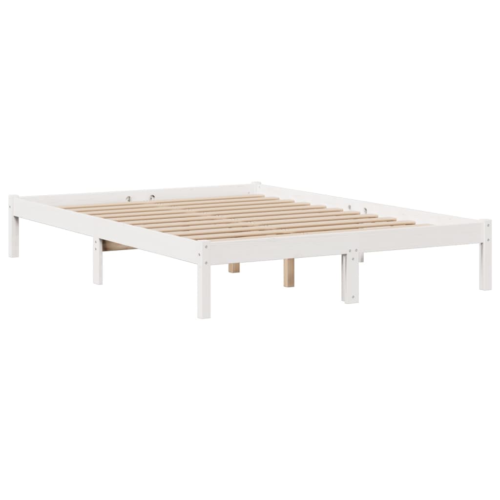 Letto Libreria senza Materasso Bianco 160x200 cm Legno di Pino | homemem39