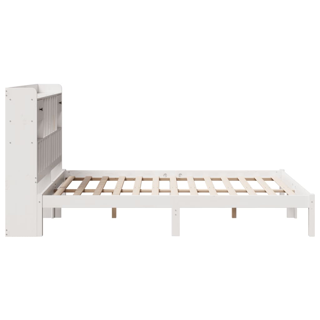 Letto Libreria senza Materasso Bianco 160x200 cm Legno di Pino | homemem39