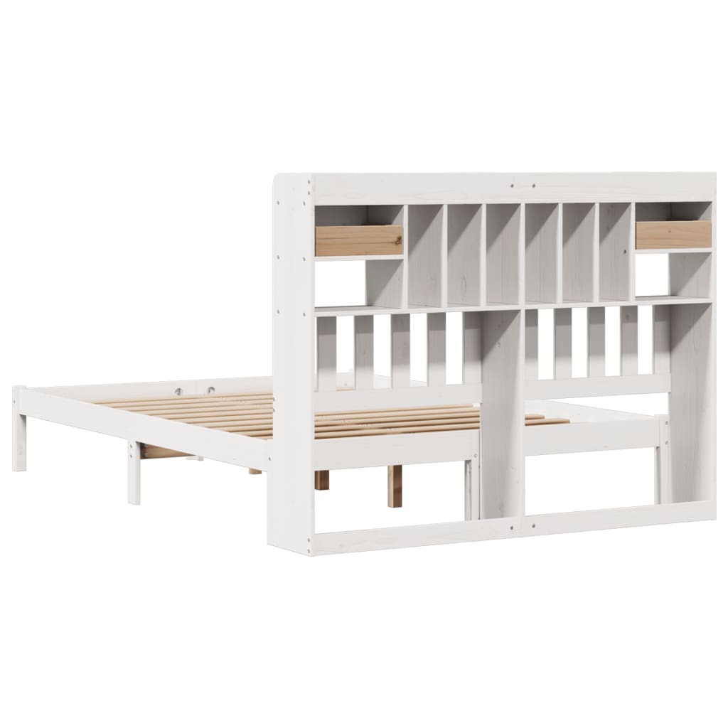 Letto Libreria senza Materasso Bianco 160x200 cm Legno di Pino | homemem39