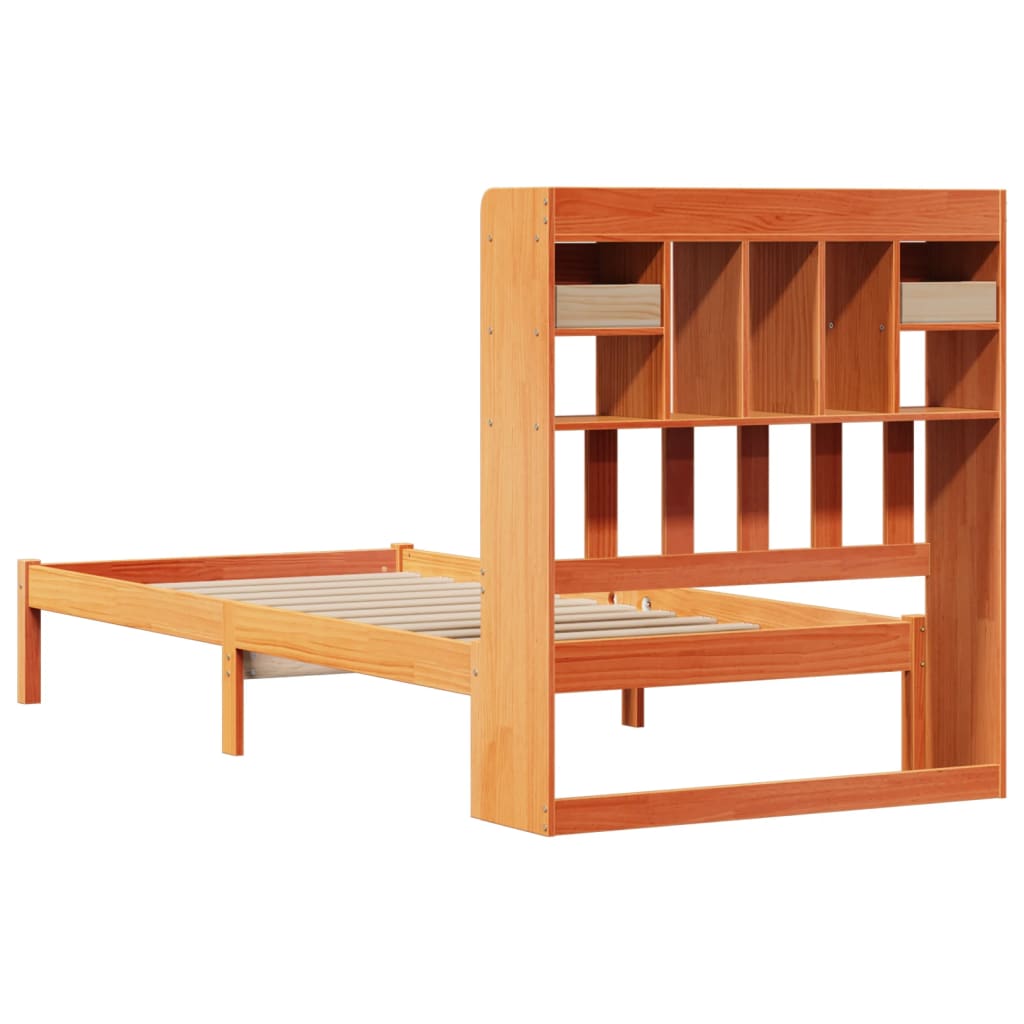 Letto Libreria senza Materasso Marrone Cera 75x190 cm in Pino - homemem39