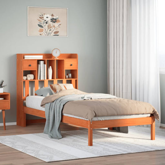 Letto Libreria senza Materasso Marrone Cera 75x190 cm in Pino - homemem39