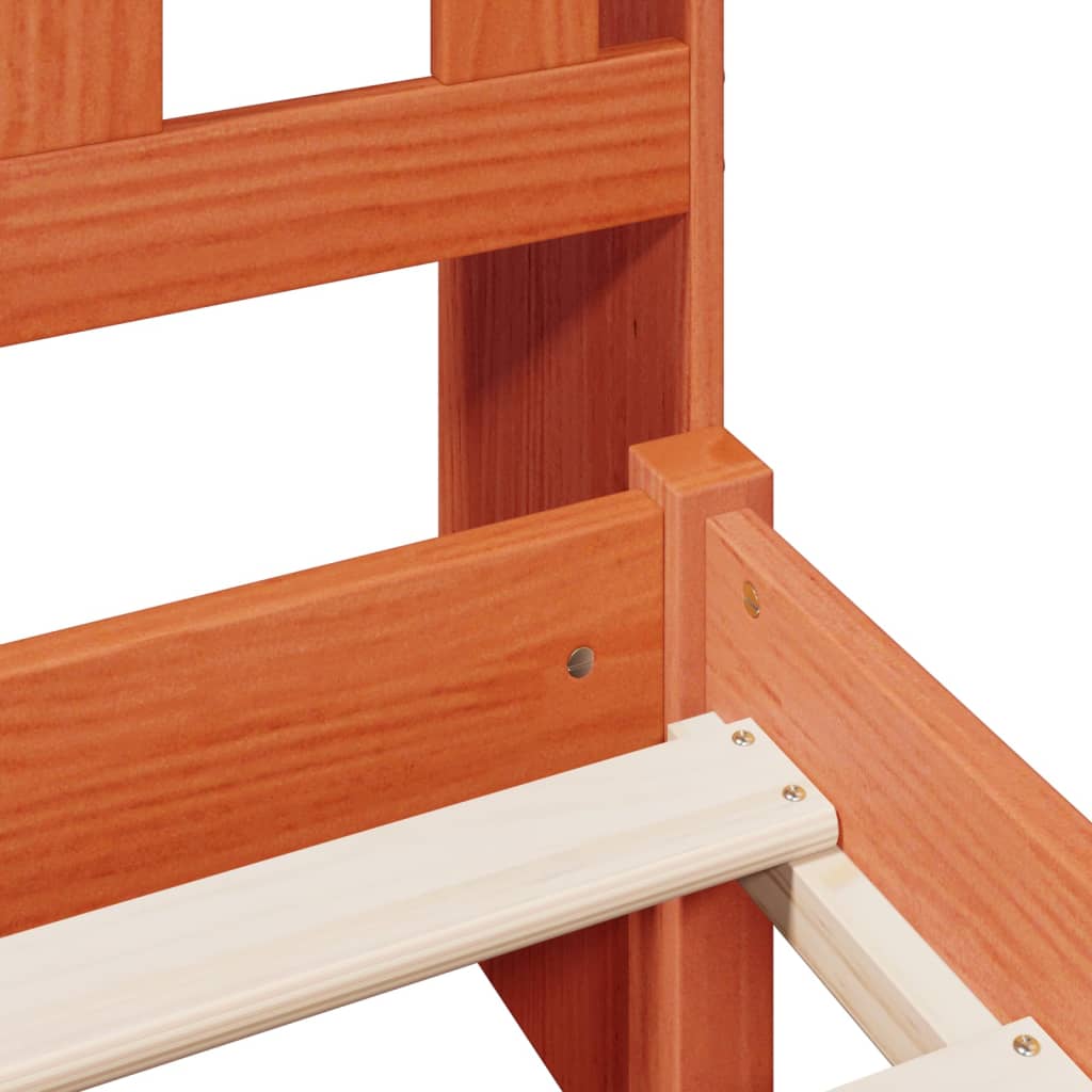 Letto Libreria senza Materasso Marrone Cera 100x200 cm in Pino - homemem39