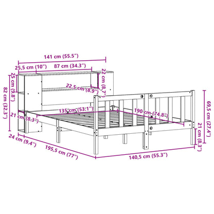 Letto Libreria senza Materasso 135x190 cm in Legno di Pino