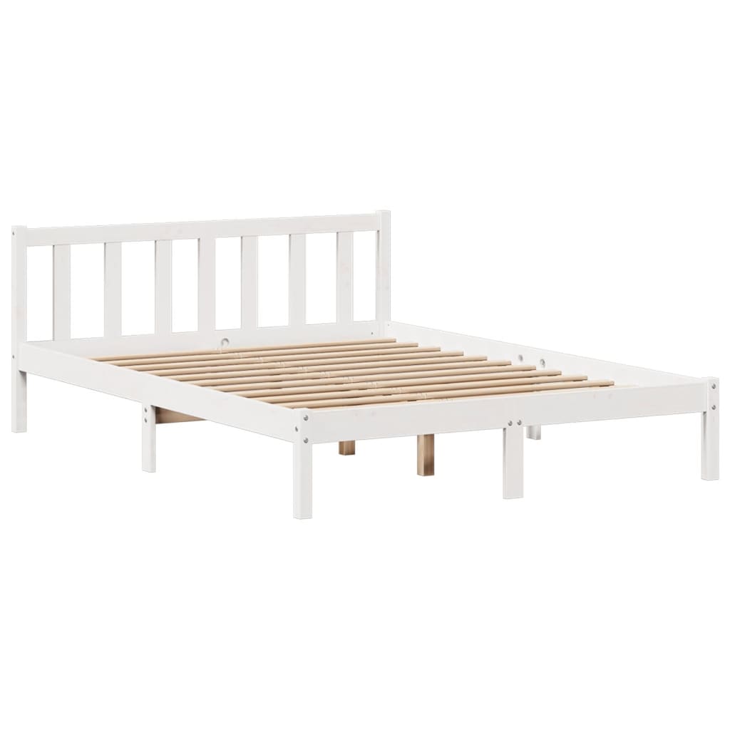 Letto Libreria senza Materasso Bianco 135x190 cm Legno di Pino