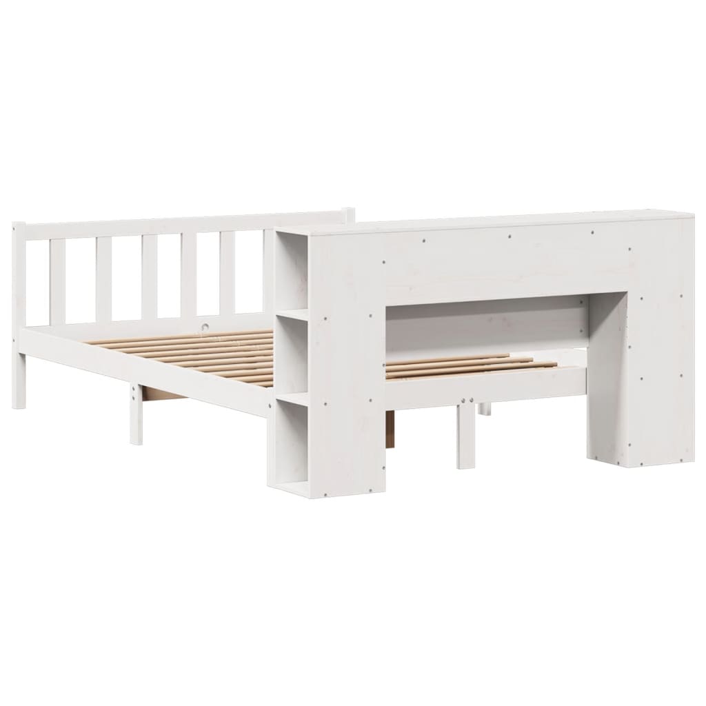 Letto Libreria senza Materasso Bianco 140x190 cm Legno di Pino - homemem39
