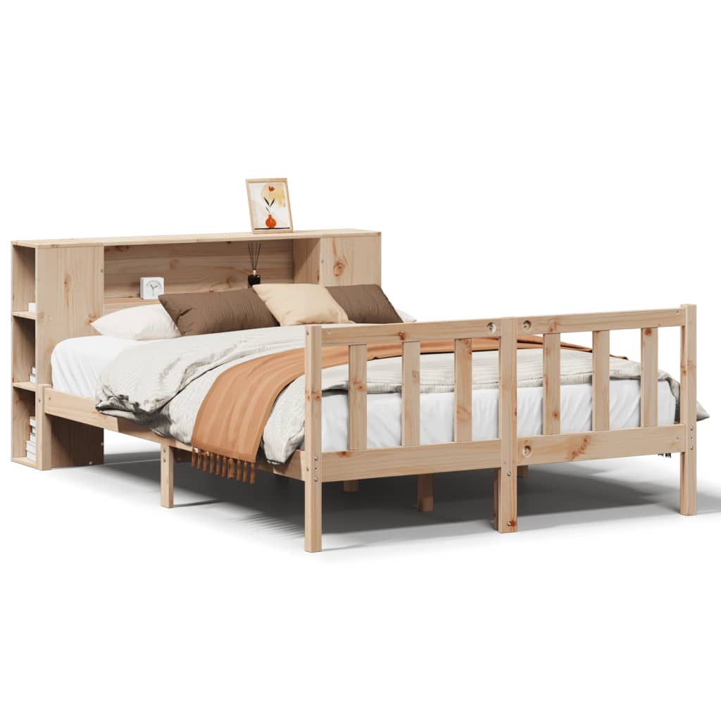 Letto Libreria senza Materasso 120x200cm Legno Massello di Pino - homemem39