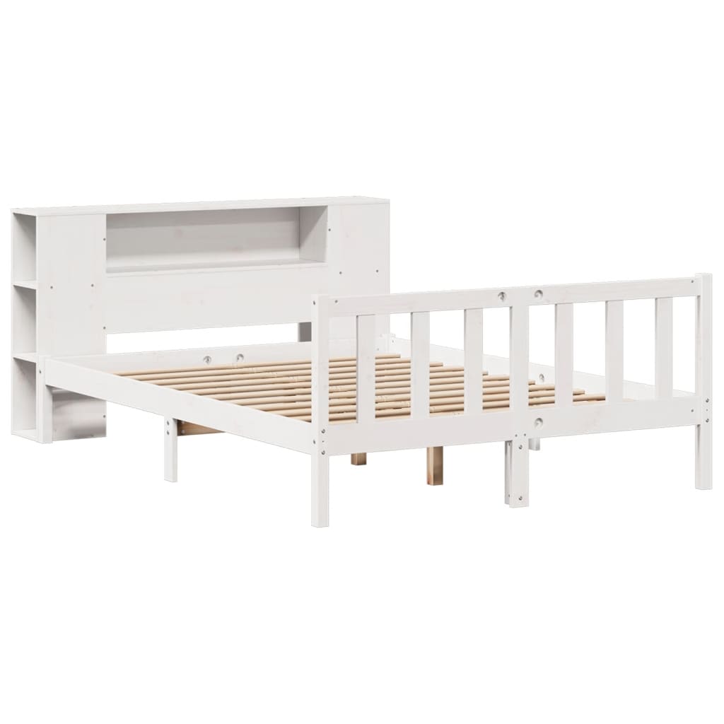 Letto Libreria senza Materasso Bianco 140x200 cm Legno di Pino - homemem39