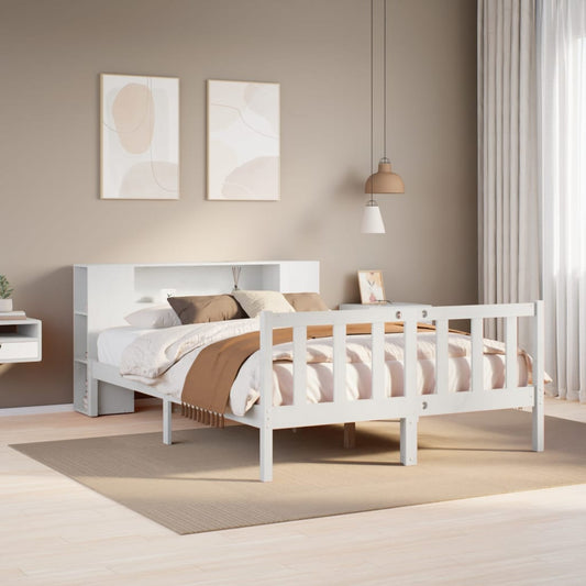 Letto Libreria senza Materasso Bianco 140x200 cm Legno di Pino - homemem39