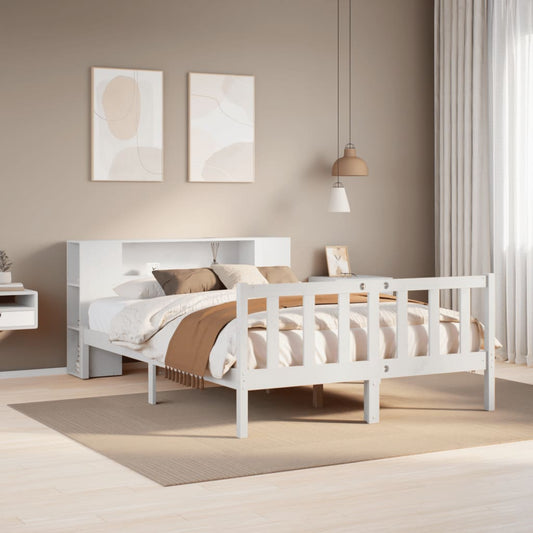 Letto Libreria senza Materasso Bianco 160x200 cm Legno di Pino