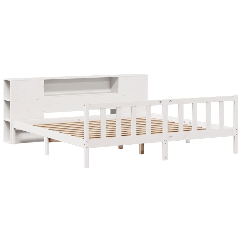 Letto Libreria senza Materasso Bianco 200x200 cm Legno di Pino