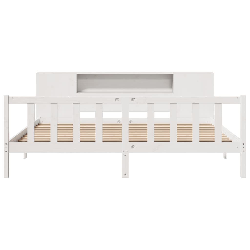 Letto Libreria senza Materasso Bianco 200x200 cm Legno di Pino