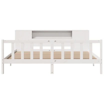 Letto Libreria senza Materasso Bianco 200x200 cm Legno di Pino