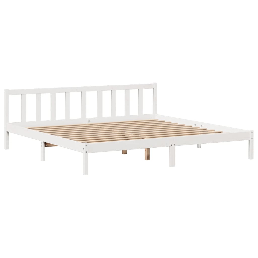 Letto Libreria senza Materasso Bianco 200x200 cm Legno di Pino