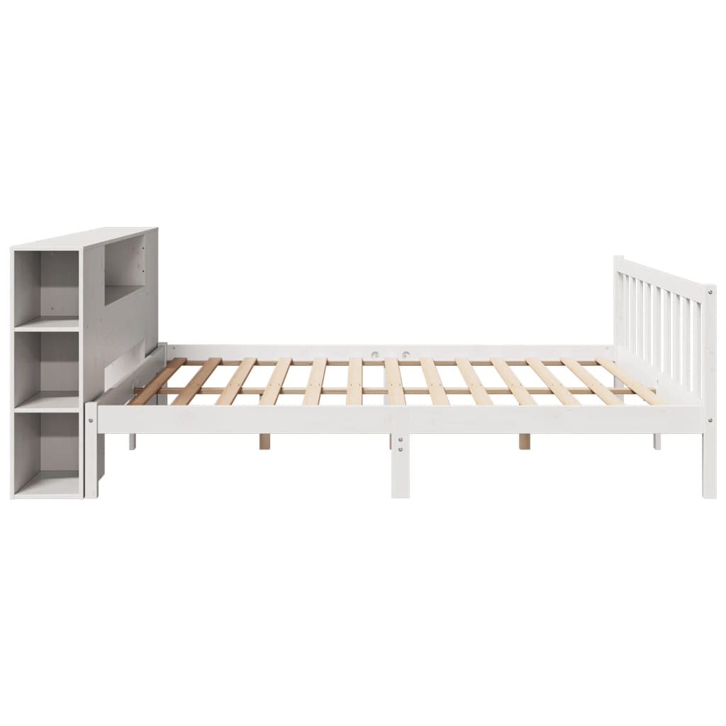 Letto Libreria senza Materasso Bianco 200x200 cm Legno di Pino