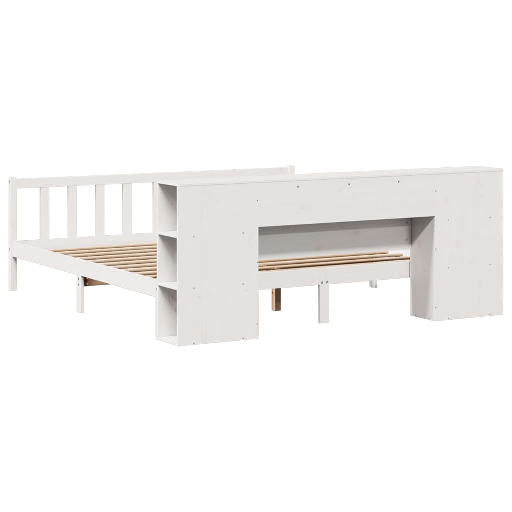 Letto Libreria senza Materasso Bianco 200x200 cm Legno di Pino