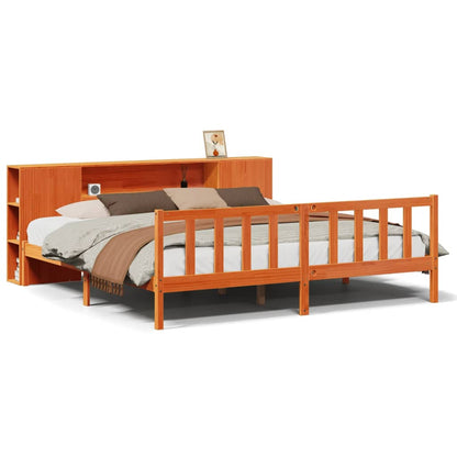 Letto Libreria senza Materasso Marrone Cera 180x200 cm in Pino