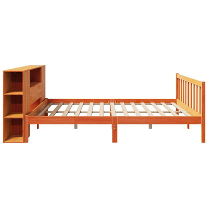 Letto Libreria senza Materasso Marrone Cera 180x200 cm in Pino