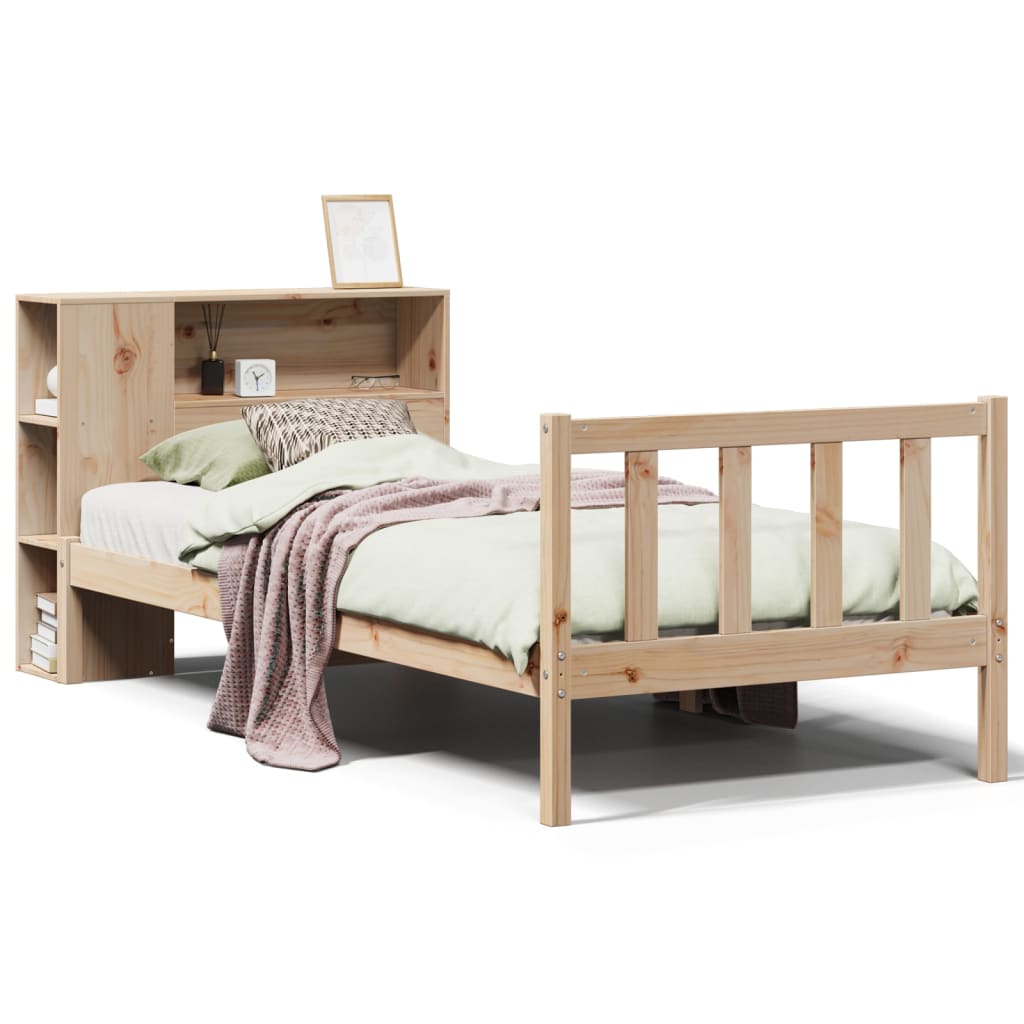 Letto Libreria senza Materasso 90x190 cm Legno Massello Pino - homemem39