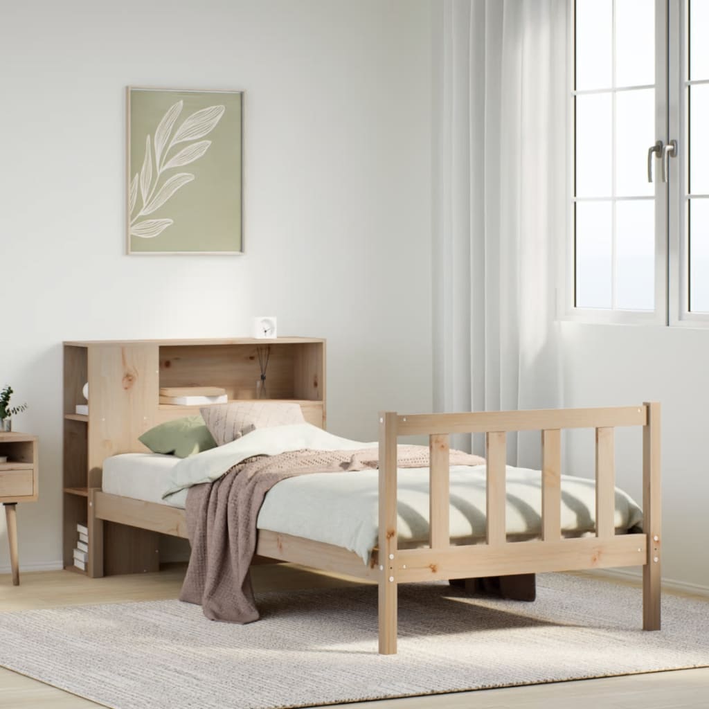 Letto Libreria senza Materasso 90x190 cm Legno Massello Pino - homemem39