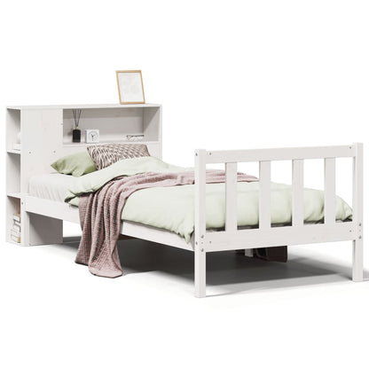 Letto Libreria senza Materasso Bianco 90x190 cm Massello Pino