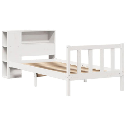 Letto Libreria senza Materasso Bianco 90x190 cm Massello Pino