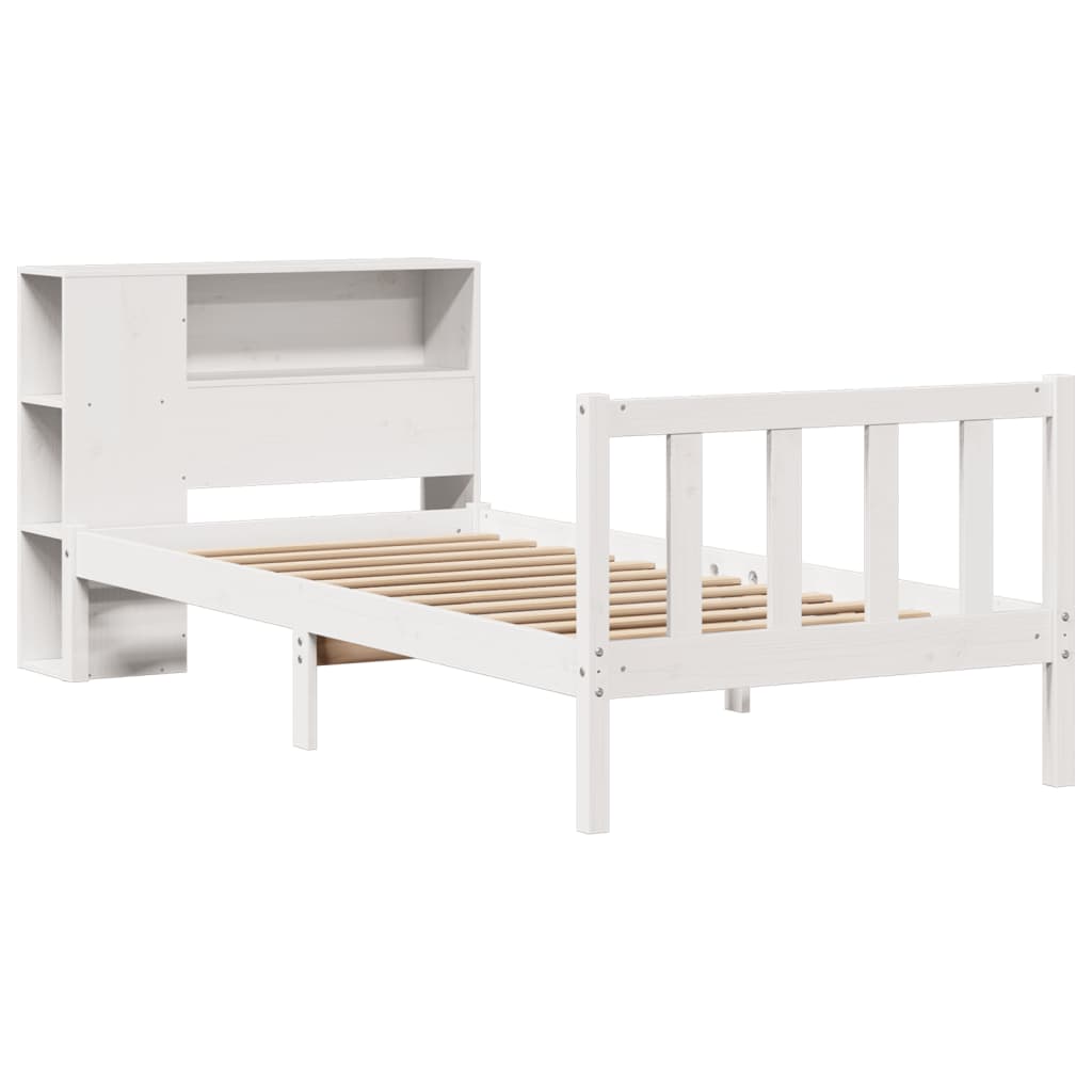 Letto Libreria senza Materasso Bianco 100x200 cm Legno di Pino - homemem39