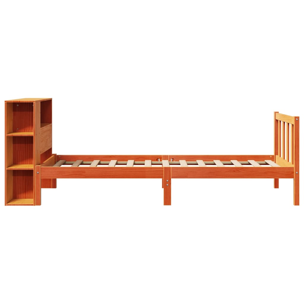 Letto Libreria senza Materasso Marrone Cera 75x190 cm in Pino