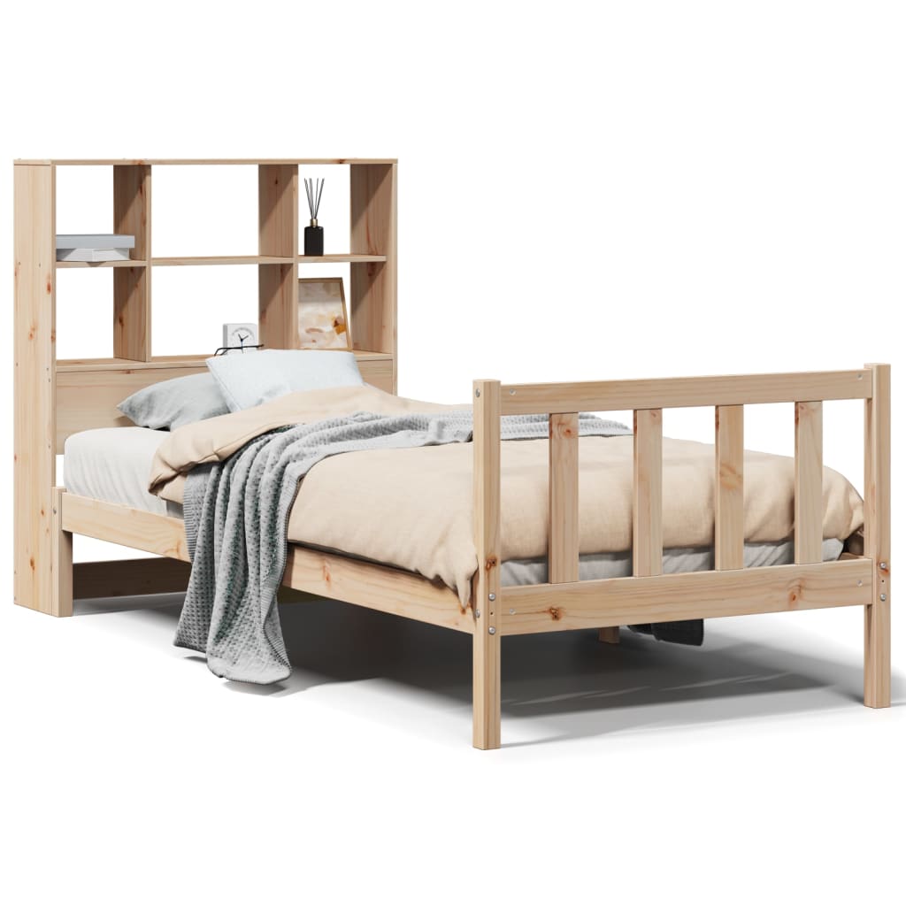 Letto Libreria senza Materasso 90x190 cm Legno Massello Pino - homemem39