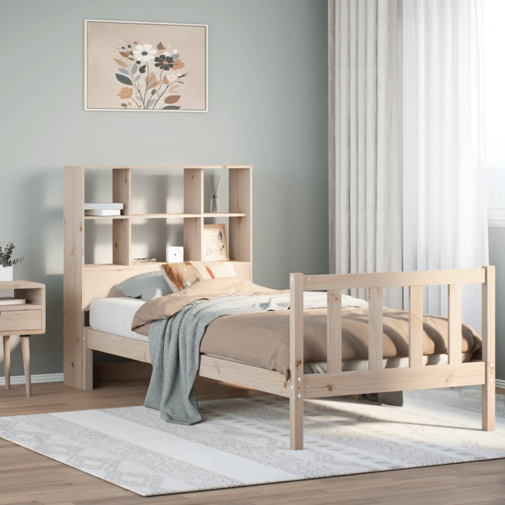 Letto Libreria senza Materasso 90x190 cm Legno Massello Pino - homemem39