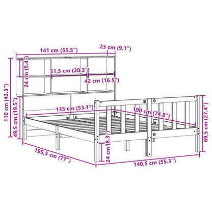 Letto Libreria senza Materasso 135x190 cm in Legno di Pino