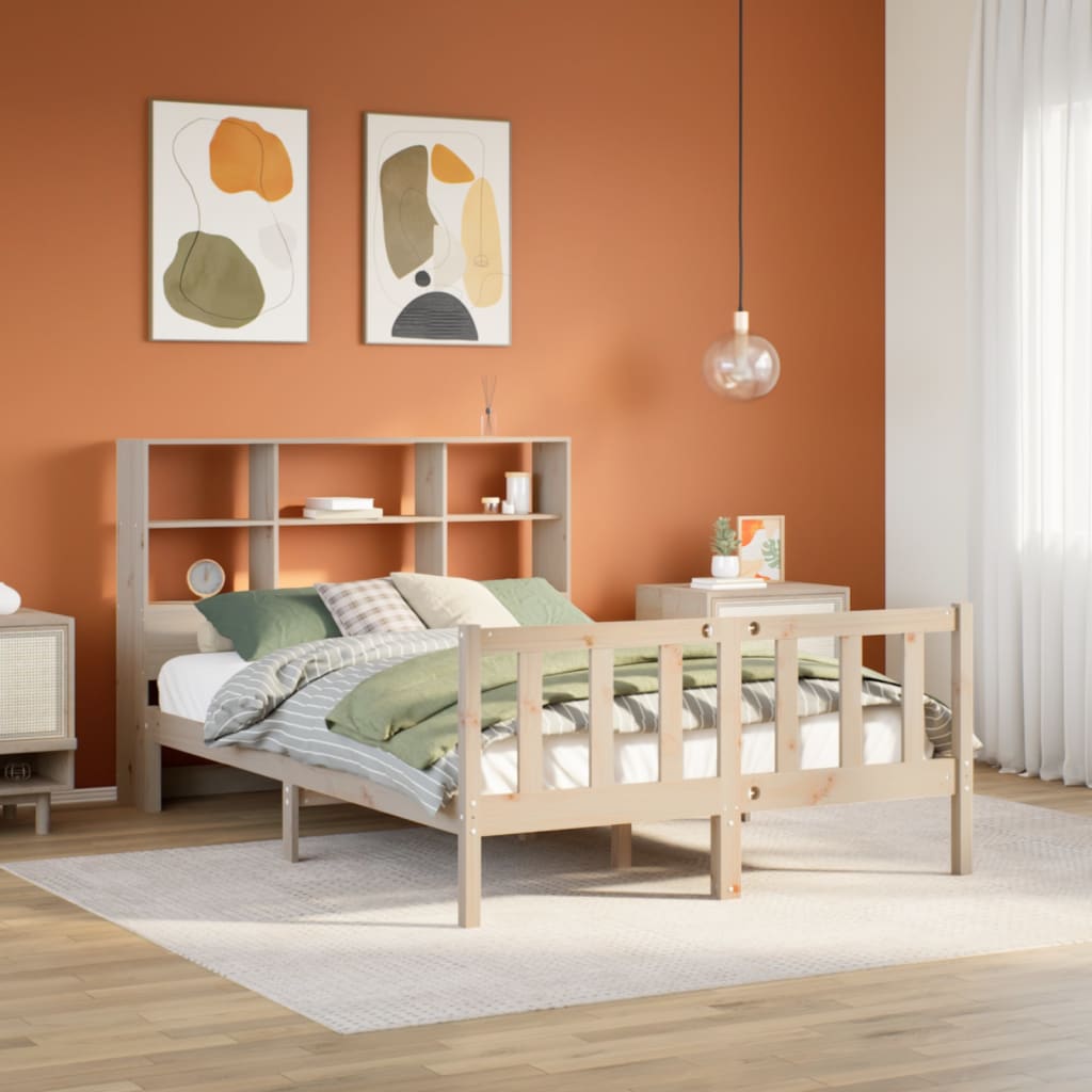 Letto Libreria senza Materasso 135x190 cm in Legno di Pino