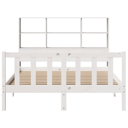 Letto Libreria senza Materasso Bianco 135x190 cm Legno di Pino