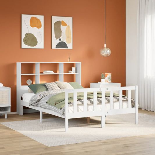 Letto Libreria senza Materasso Bianco 135x190 cm Legno di Pino