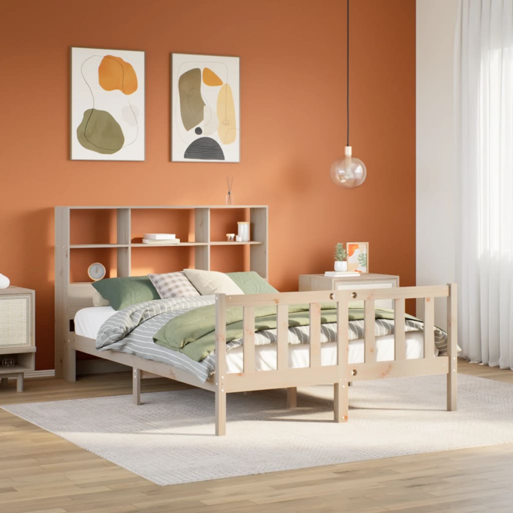 Letto Libreria senza Materasso 140x190 cm in Legno di Pino