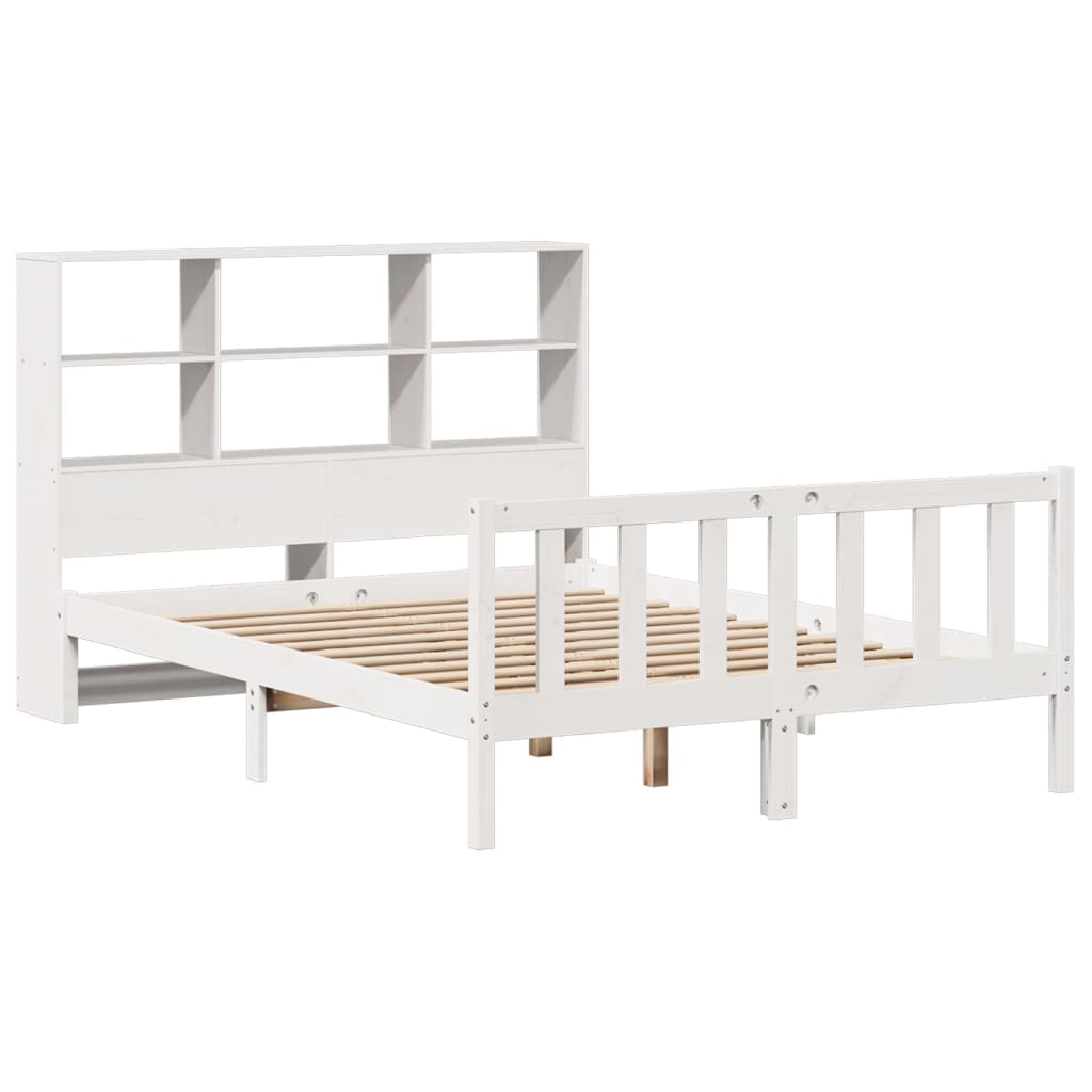 Letto Libreria senza Materasso Bianco 140x190 cm Legno di Pino