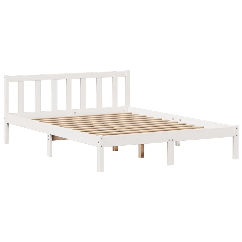 Letto Libreria senza Materasso Bianco 140x190 cm Legno di Pino