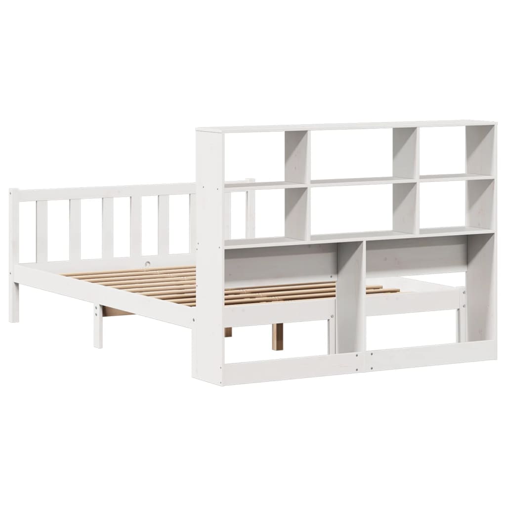 Letto Libreria senza Materasso Bianco 140x190 cm Legno di Pino