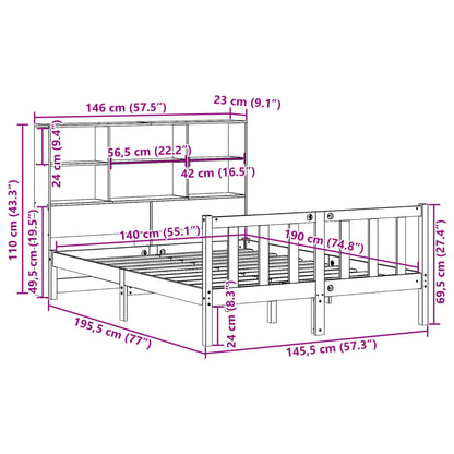 Letto Libreria senza Materasso Bianco 140x190 cm Legno di Pino